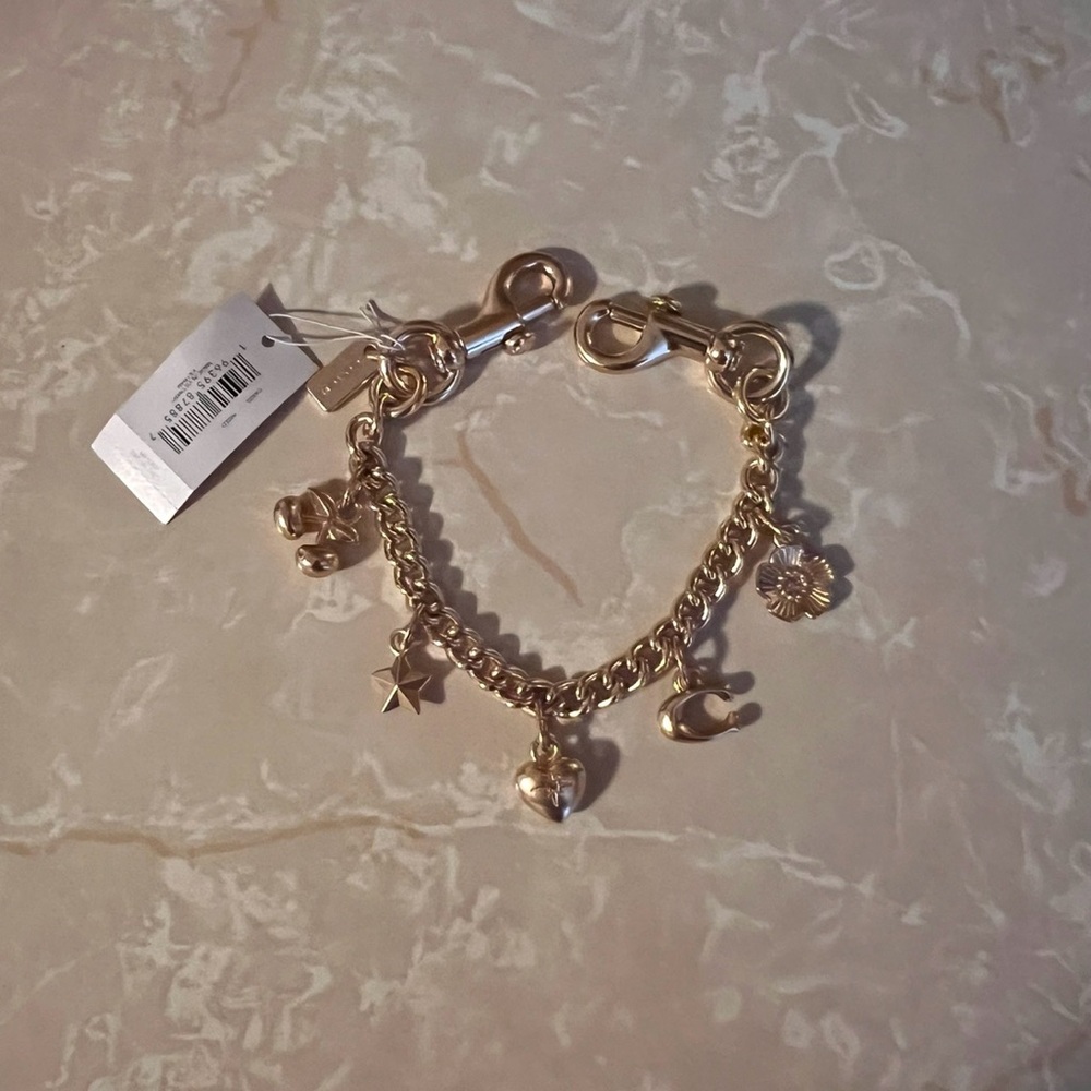 Gold Charm Strap  with Star and Heart - Picture 2 of 2